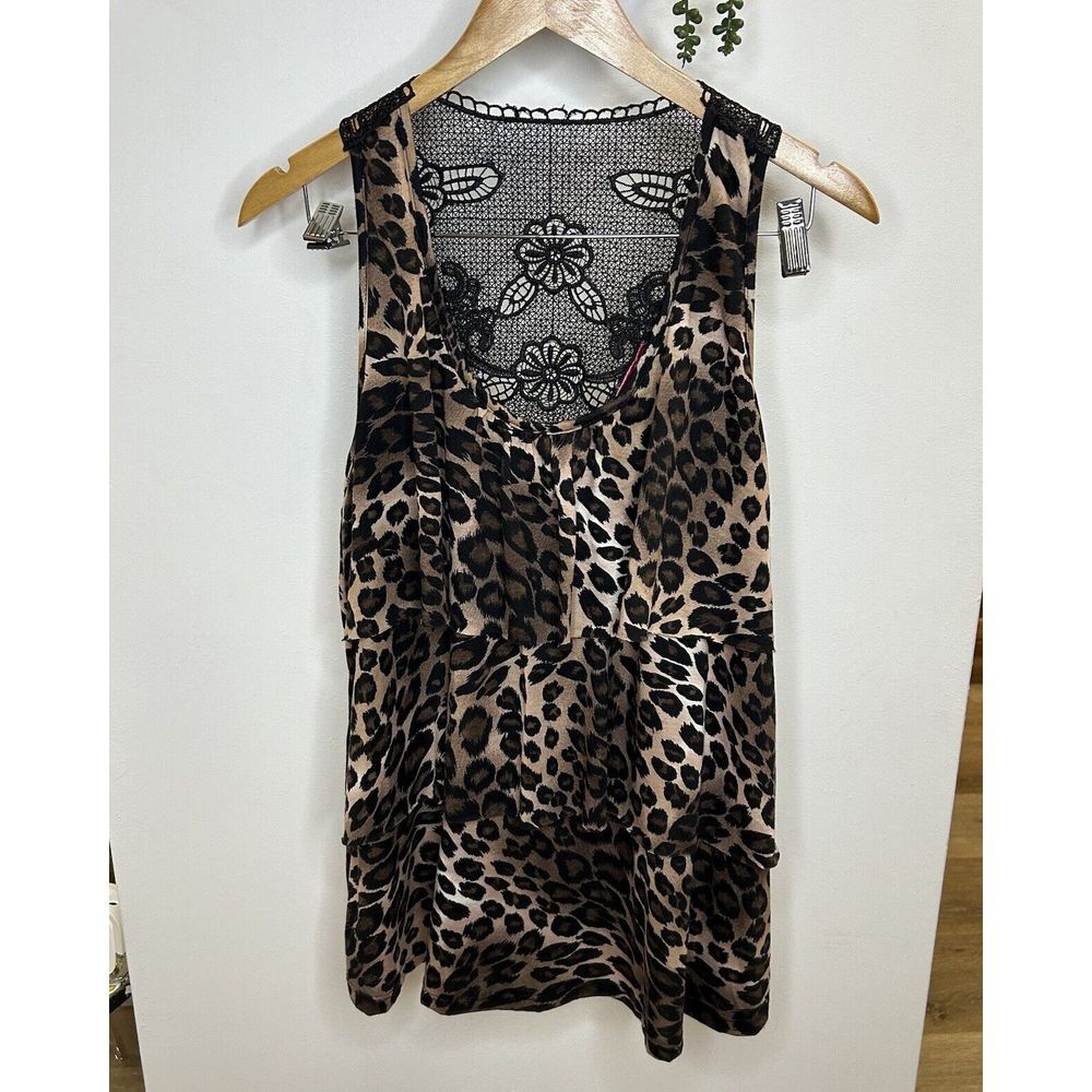 Julie's Closet Pullover Blouse Size 2X Animal‎ PrinLace Inset Back Sleeveless